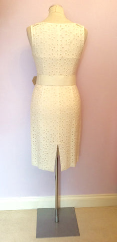 ZARA CREAM BROIDERY ANGLAISE PENCIL DRESS SIZE M UK 10 - Whispers Dress Agency - Womens Dresses - 4