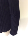 ISCHIKO BLACK CHUNKY KNIT ZIP UP CARDIGAN SIZE 42 UK 14 - Whispers Dress Agency - Sold - 2