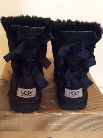 Ugg Black Sheepskin Bow Trim Boots Size 12/30 - Whispers Dress Agency - Sold - 2