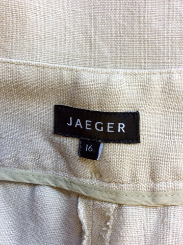 JAEGER BEIGE LINEN TROUSERS SIZE 16 - Whispers Dress Agency - Trousers - 2