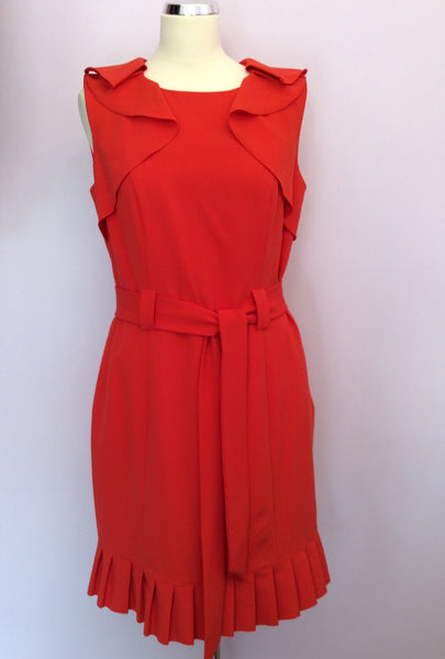 Brand New Jasper Conran Ruffle Trim Orange Dress Size 12 - Whispers Dress Agency - Womens Dresses - 1