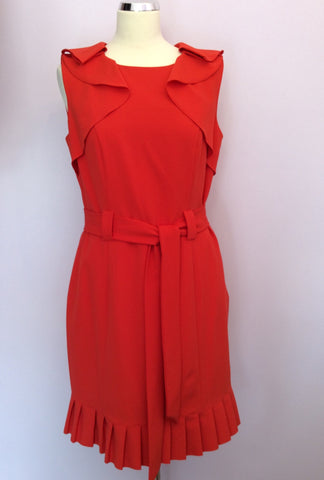 Brand New Jasper Conran Ruffle Trim Orange Dress Size 12 - Whispers Dress Agency - Womens Dresses - 1