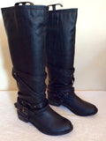 Dune Black Knee High Buckle Trim Boots Size 5/38 - Whispers Dress Agency - Sold - 2
