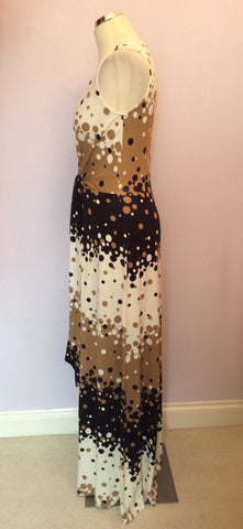 HOBBS DARK BLUE,IVORY & TAN PRINT MAXI DRESS SIZE 8 - Whispers Dress Agency - Womens Dresses - 2