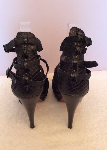 Kurt Geiger Black Patent & Suede Strappy Peeptoe Heels Size 6/39 - Whispers Dress Agency - Sold - 3