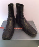 Prada Black Leather Brogue Ankle Boots Size 7 / 41 - Whispers Dress Agency - Sold - 2