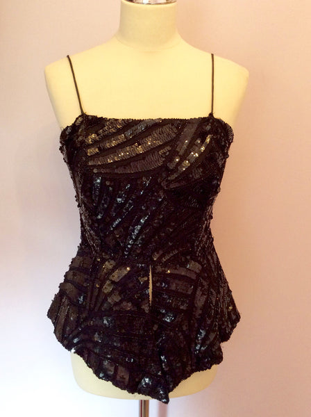 Vintage Razzle Dazzle Black Silk Sequinned Top Size 10 - Whispers Dress Agency - Sold - 1