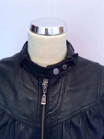 Ted Baker Black Soft Leather Zip Up Jacket Size 4 UK 12 - Whispers Dress Agency - Womens Coats & Jackets - 4