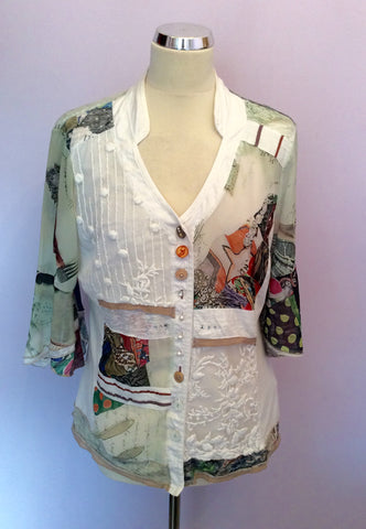 Elisa Cavaletti White Embroidered & Print Top Size XL - Whispers Dress Agency - Sold - 1