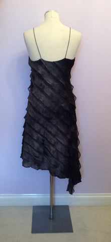 MICHEL AMBERS BLACK & DARK GREY TIERED PLEAT DRESS SIZE 12 - Whispers Dress Agency - Womens Dresses - 4