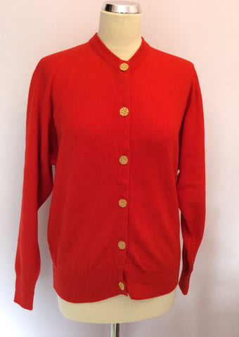 Ballantyne Red Merino Wool Cardigan Size 38" UK S/M - Whispers Dress Agency - Sold - 1