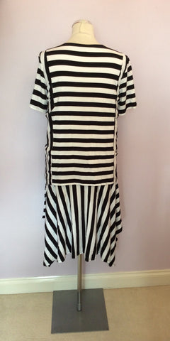 MARKS & SPENCER BLACK & WHITE STRIPED DRESS SIZE 14 - Whispers Dress Agency - Womens Dresses - 3
