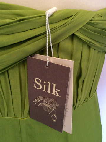BRAND NEW MONSOON LIME GREEN SILK MAXI DRESS SIZE 18 - Whispers Dress Agency - Womens Dresses - 4