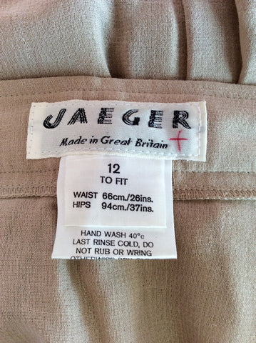 Vintage Jaeger Beige Pleated Skirt Size 12 Fit UK 8/10 - Whispers Dress Agency - Sold - 3