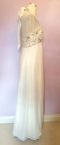 Monsoon Ivory Beading & Embroidered Halterneck Silk Wedding Dress Size 14 - Whispers Dress Agency - Womens Dresses - 5