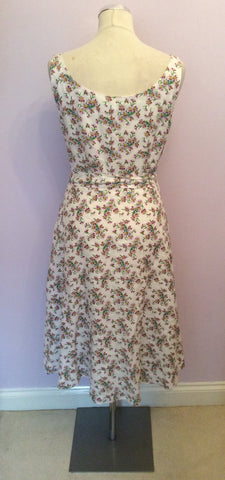 Laura Ashley White Floral Print Linen Dress Size 12 - Whispers Dress Agency - Womens Dresses - 3