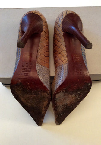 DUNE BROWN LEATHER SNAKESKIN HEELS SIZE 6/39 - Whispers Dress Agency - Sold - 4