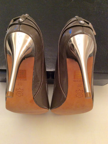 Brand New Karen Millen Taupe Peeptoe Leather Heels Size 4/37 - Whispers Dress Agency - Sold - 6