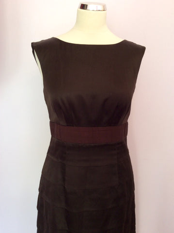 Monsoon Dark Brown Silk & Cotton Tiered Skirt Dress Size 10 - Whispers Dress Agency - Womens Dresses - 2