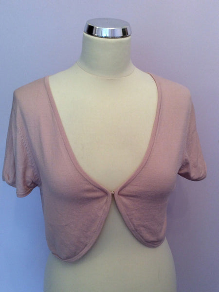 Hobbs Pale Pink / Nude Fine Knit Bolero Cardigan Size 12 - Whispers Dress Agency - Sold - 1