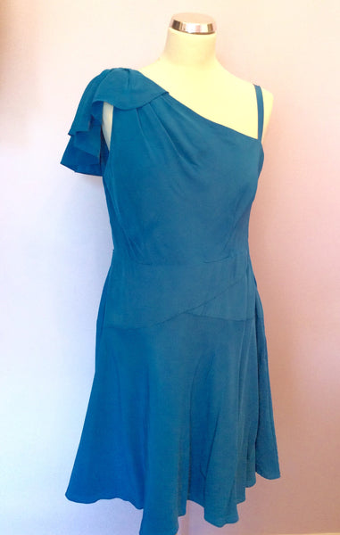 Coast Turquoise Blue Silk Dress Size 14 - Whispers Dress Agency - Womens Dresses - 1