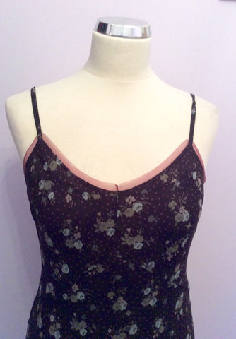 JIGSAW BROWN FLORAL PRINT STRAPPY DRESS SIZE 10 - Whispers Dress Agency - Womens Dresses - 2