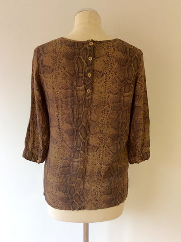 FRENCH CONNECTION BROWN SNAKESKIN TOP SIZE 8