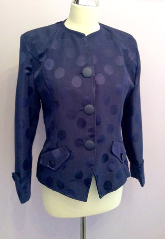 Gina Bacconi Navy Spot Skirt & Jacket Suit Size 14 Fit UK 10 - Whispers Dress Agency - Sold - 2