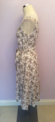 Laura Ashley White Floral Print Linen Dress Size 12 - Whispers Dress Agency - Womens Dresses - 2
