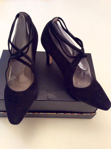 Shoe Art Black Suede With Elasticated Straps Heels Size 7/40 - Whispers Dress Agency - Womens Heels - 1