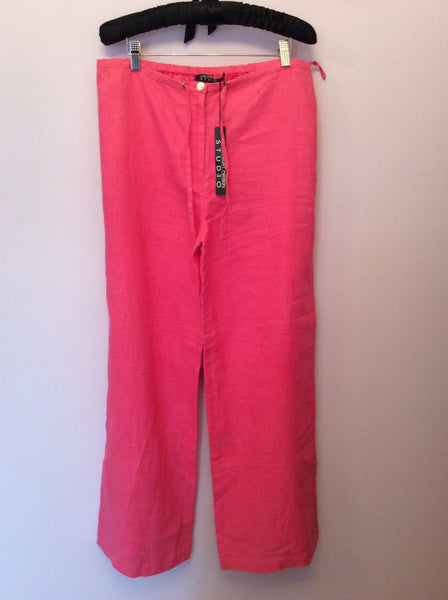 Brand New Fenn Wright Manson Pink Linen Trousers Size 14 - Whispers Dress Agency - Womens Trousers - 1