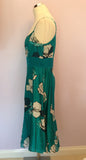 Monsoon Emerald Green Floral Print Dress Size 14 - Whispers Dress Agency - Womens Dresses - 2