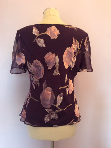 JACQUES VERT PURPLE FLORAL PRINT SILK BLEND TOP SIZE 14 - Whispers Dress Agency - Sold - 2