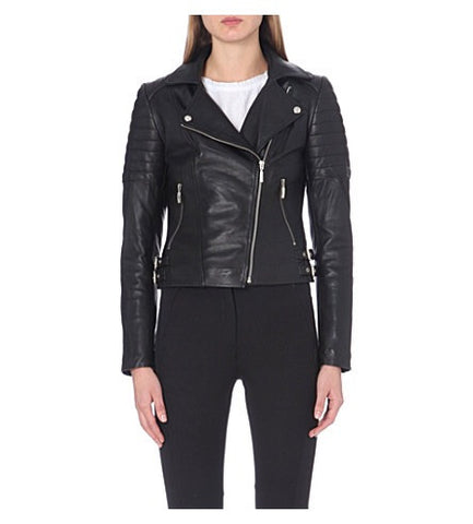 Reiss Black Soft Leather 'Topaz' Biker Jacket Size M - Whispers Dress Agency - Sold - 2
