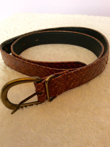Vintage Jaeger Brown Snakeskin Thin Belt Size 28" - Whispers Dress Agency - Sold - 1