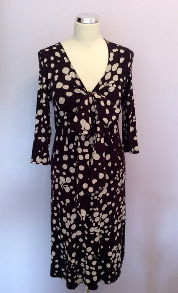 Fenn Wright Manson Dark Purple Spot Stretch Jersey Dress Size 10 - Whispers Dress Agency - Sold - 1