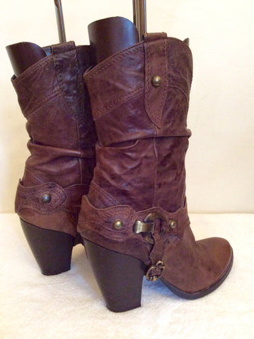 Moda In Pelle Brown Leather Cowboy Boots Size 5/38 - Whispers Dress Agency - Sold - 2