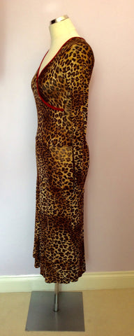 Brand New Isabel De Pedro Leopard Print Stretch Long Sleeve Dress Size 12 - Whispers Dress Agency - Sold - 2