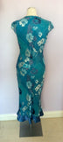 MONSOON TURQOUISE BLUE FLORAL PRINT SILK BLEND DRESS SIZE 10 - Whispers Dress Agency - Womens Dresses - 4