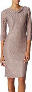 Reiss Tatiana Beige & Gold Shimmer Dress Size 10 - Whispers Dress Agency - Womens Dresses - 1