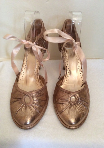 Whistles Metalic Pink Ribbon Tie Leather Heels Size 6/39 - Whispers Dress Agency - Sold - 2