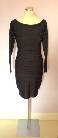 French Connection Black Stretch Bodycon Dress Size 12 - Whispers Dress Agency - Sold - 1