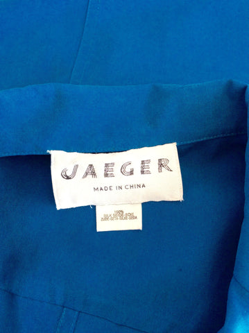 Vintage Jaeger Kingfisher Blue Silk Shirt Size 16/18 - Whispers Dress Agency - Sold - 3