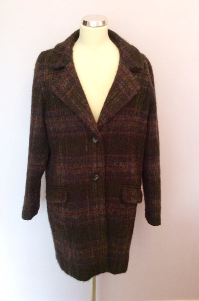 Brora Dark Brown & Purple Shades Weave Wool Coat With Silk Lining - Whispers Dress Agency - Sold - 1