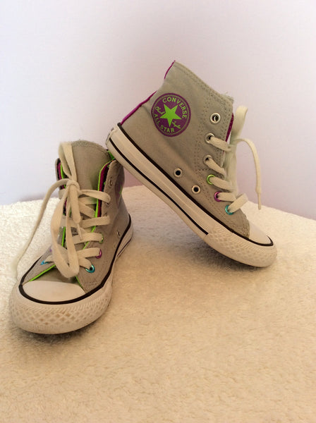 Converse All Star  Double Tongue Polka Dot Spot Grey High Top Trainers Size 11 - Whispers Dress Agency - Girls Footwear - 1