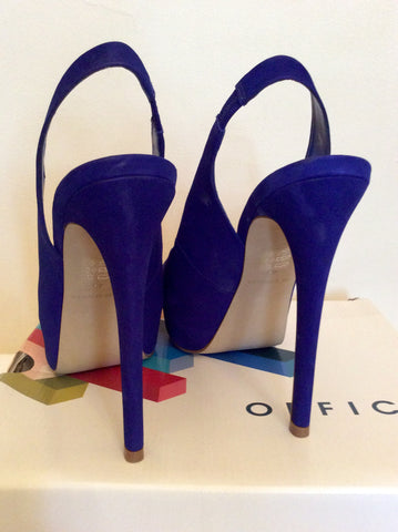 Office Cobalt Blue Suede Slingback Peeptoe Heels Size 7/40 - Whispers Dress Agency - Sold - 4