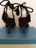 Brand New Paco Gil Black Satin Lace Up Leg Heels Size 7/40 - Whispers Dress Agency - Womens Heels - 3