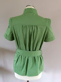 Jaeger Light Green Short Sleeve Belted Cotton Jacket Size 10 - Whispers Dress Agency - Sold - 3