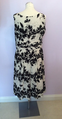 Hobbs Black & White Floral Print Silk Dress Size 16 - Whispers Dress Agency - Womens Dresses - 3