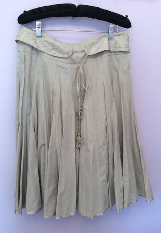 Reiss Beige Cotton Full Knee Length Skirt Size 10 - Whispers Dress Agency - Womens Skirts - 1